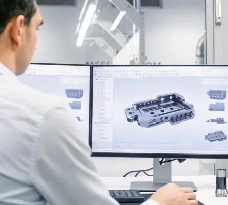 Engineering-Berater prüft die Konstruktion eines kundenspezifischen Bauteils