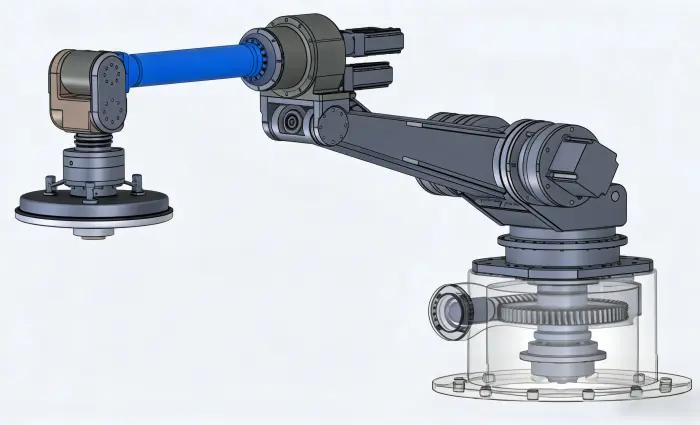 정밀 부품을 갖춘 산업용 로봇 팔