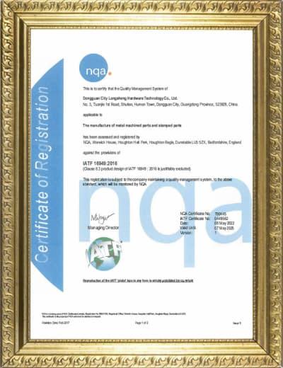 Automotive Quality Standards Certificate 1
