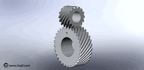 A pair of intermeshing metal helical gears by LS Manufacturing