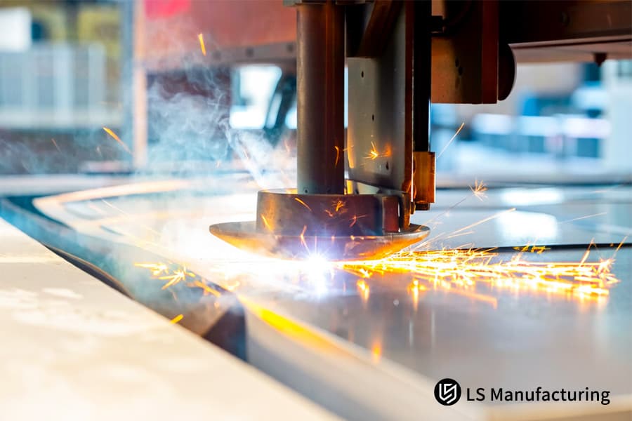 Melting 304 stainless steel plate for a custom architectural facade panel with a laser.