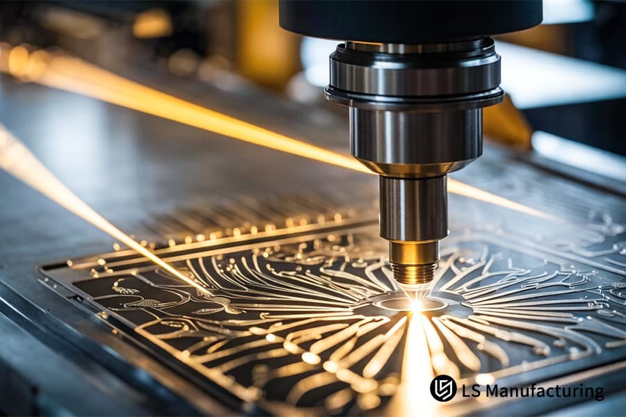 激光在不锈钢上蚀刻出复杂的图案,用于装饰建筑或仪表板功能。