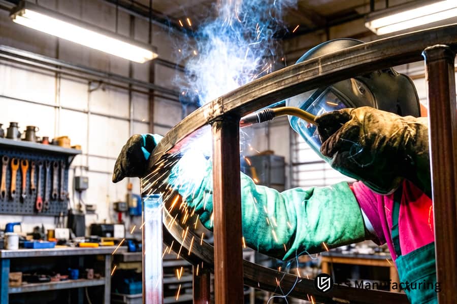 Формирование изогнутой алюминиевой рамы для компонентов автомобильного шасси с использованием индивидуальной сварки для OEM-деталей.