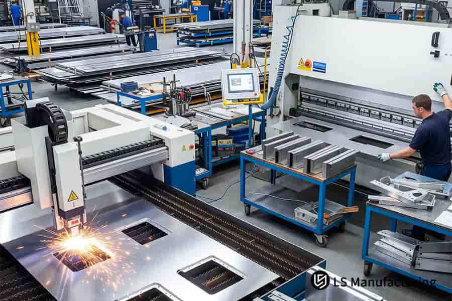 Un trabajador supervisa la fabricación de precisión de una placa de aluminio 6061 para carcasas de sensores automotrices.