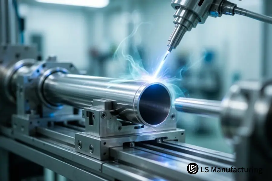 Precision micro-welding setup for thin-wall stainless steel medical tubing by LS Manufacturing