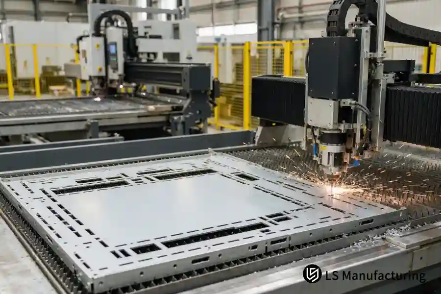 High-power fiber laser cutting center maintaining tight tolerances and surface flatness on aluminum EV battery enclosure